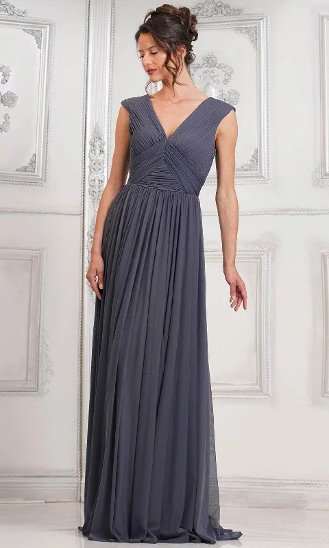 Marsoni by Colors M324 - Ruched V-Neck Evening Dress Pencil Length Work