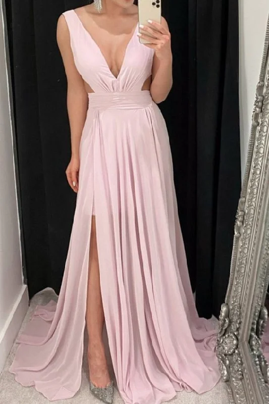 Mauve Bridesmaid Dresses Chiffon Long Split Wedding Party Dress prom Dresses    cg16252 Tunics Trendy modern