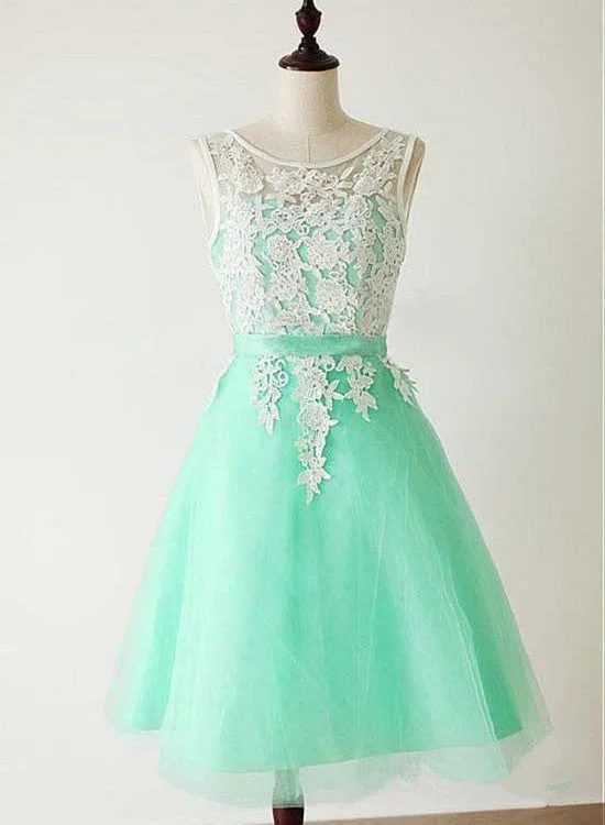 Mint Green Tulle with Elegant Applique Bridesmaid Dress, Wedding Party Dress Tunics Chic fashionable