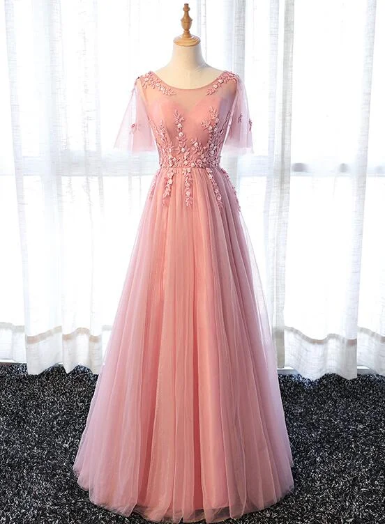 Pink Tulle Elegant Party Dress Long, Handmade Formal Gowns , Prom Dress Tunics Wedding white