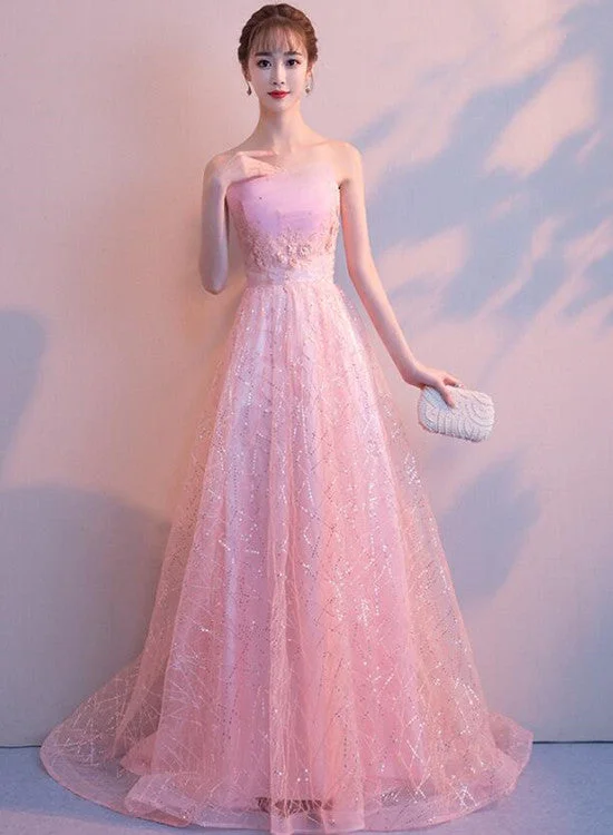 Stylish Pink Tulle Floor Length Party Dress, Lovely Pink Gown Tunics Cozy comfortable