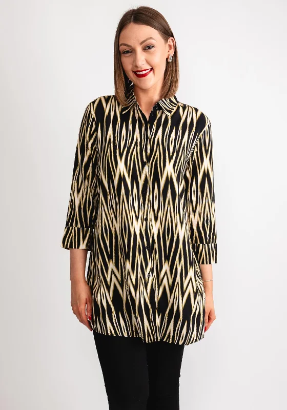 Gerry Weber Chevron Tunic Shirt, Black Modern Contemporary Chic