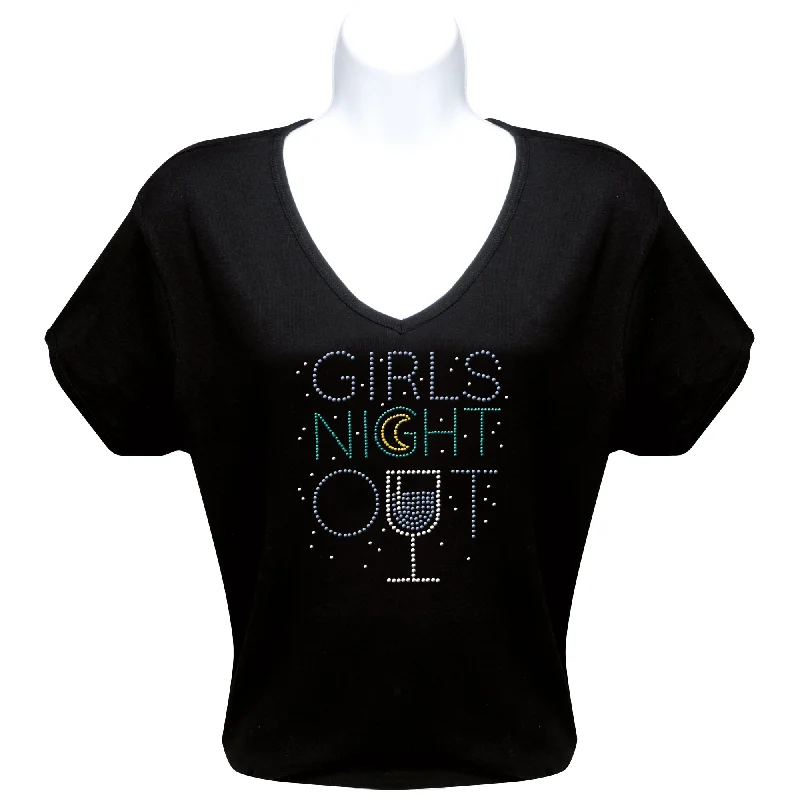 Girls Night Out Rhinestone T-Shirt Zippered Buttoned Snapped