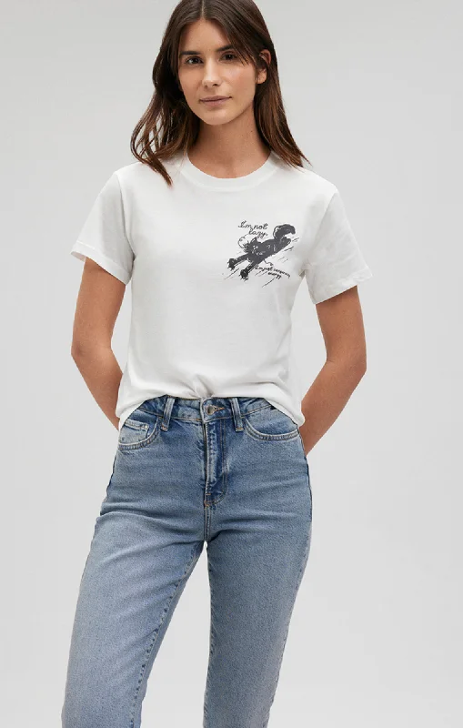 LAZY CAT T-SHIRT IN ANTIQUE WHITE Mesh Canvas Denim