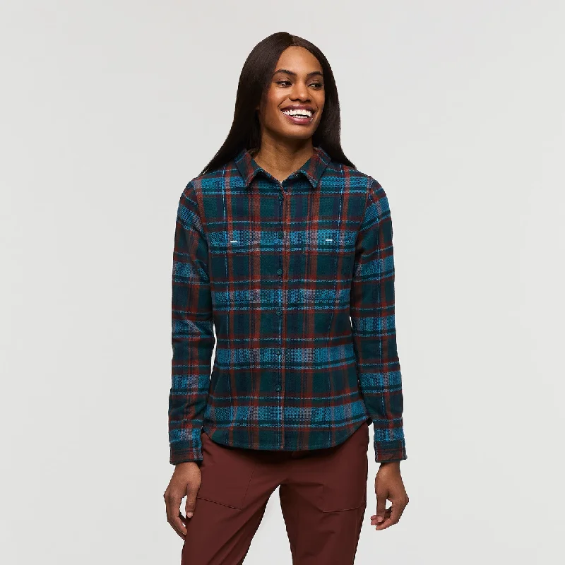 Mero Organic Flannel Shirt - Women's Zippered Front Buttoned Front Snap Front