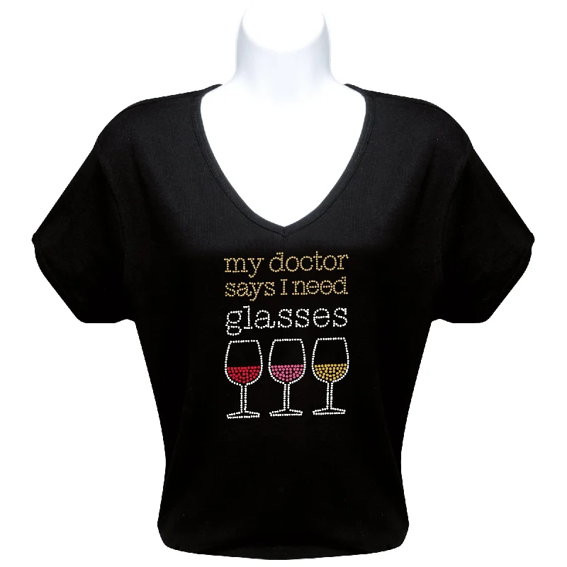 My Doctor Says Rhinestone T-Shirt Print Jacquard Patchwork