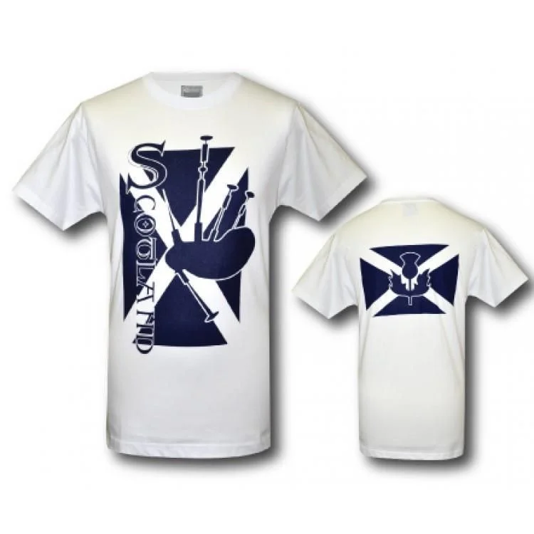 T-Shirt - Scotland Bagpipe Collared T-Shirt Boat Neck A-Line