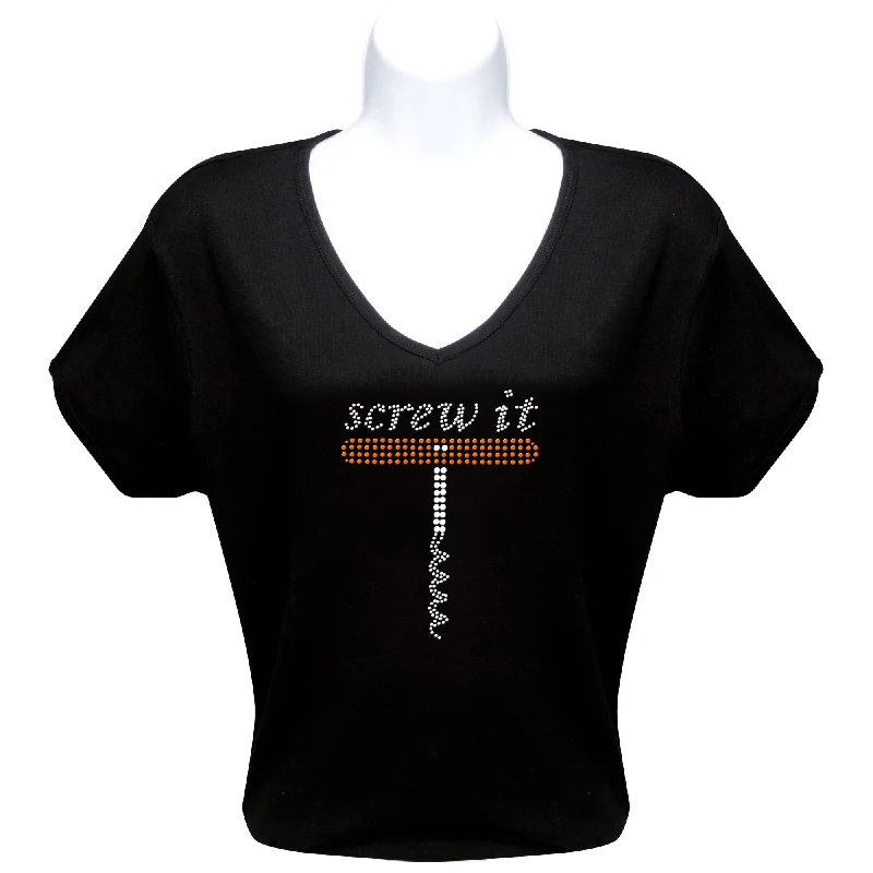 Screw It Rhinestone T-Shirt Anti-Pilling Machine Wash Handmade