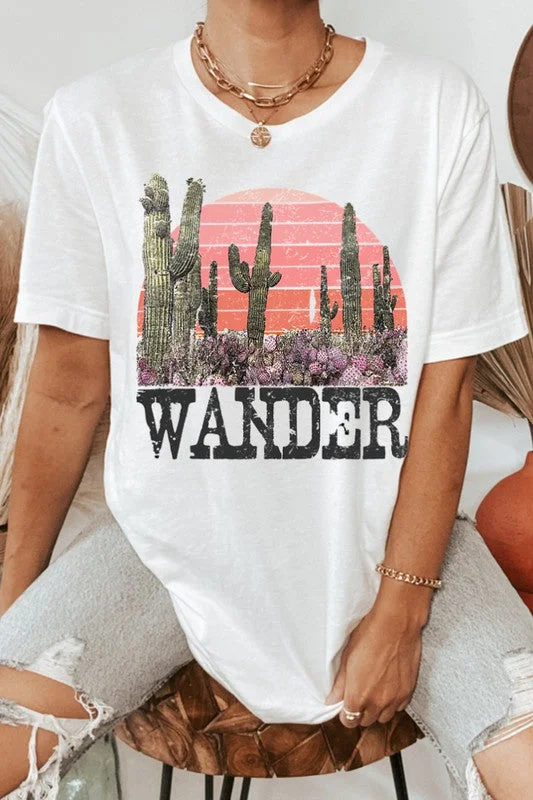 White Wander Cactus Western Graphic Oversized Relaxed Fit Casual Tee T-Shirt Top Beaded Sequined Faux Fur