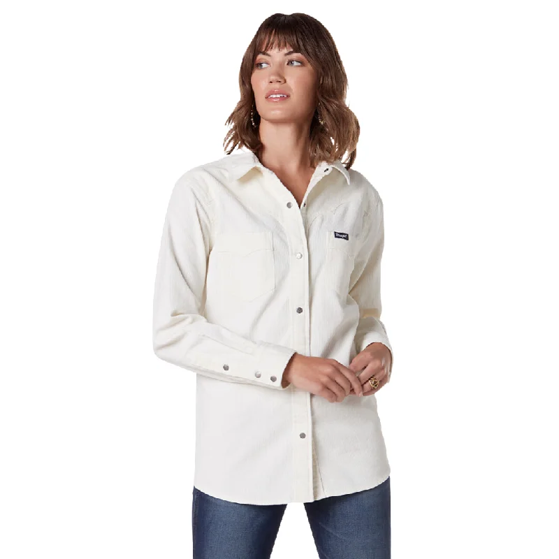 Women's Wrangler Retro® Americana Shirt - White - 112336504 Rayon Velvet Corduroy