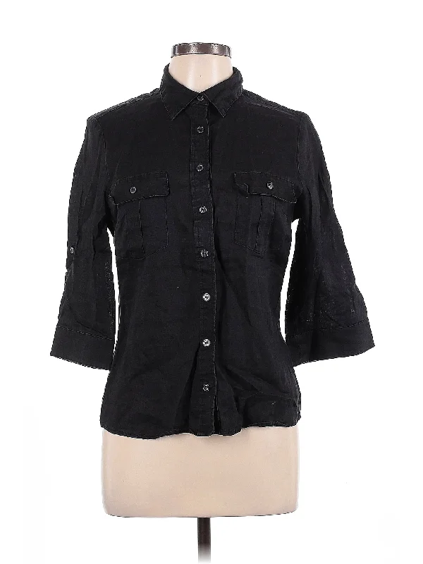 3/4 Sleeve Button Down Shirt Graphic Embroidered Appliqued