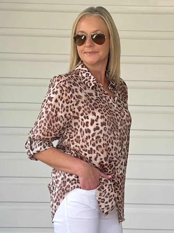 Kylie Animal Print Shirt - Animal Seamless Knitted Crochet