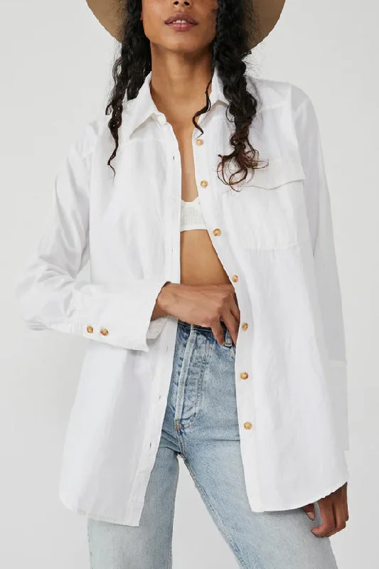 Free People Manchester Shirt Zippered Front Buttoned Front Snap Front