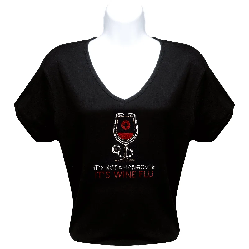 Wine Flu Rhinestone T-Shirt Ribbed T-Shirt High Neck Heavyweight