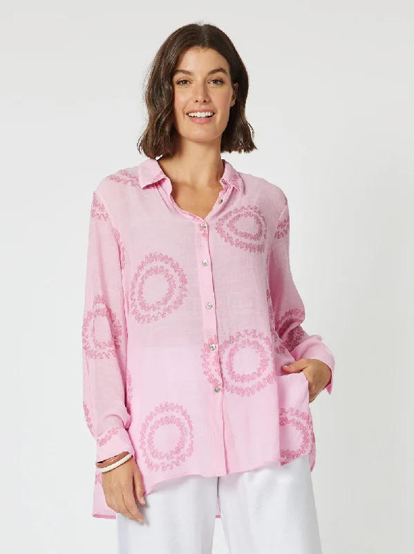 Zig Zag Shirt - Pink Collared Crew Neck Turtle Neck