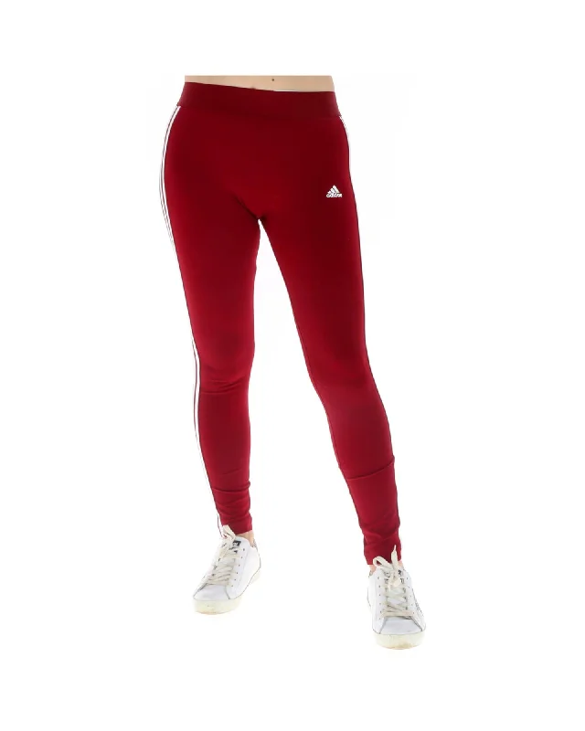 Adidas  Essentials 3-Stripes Leggings for Women - Red Stylish Everyday Leggings