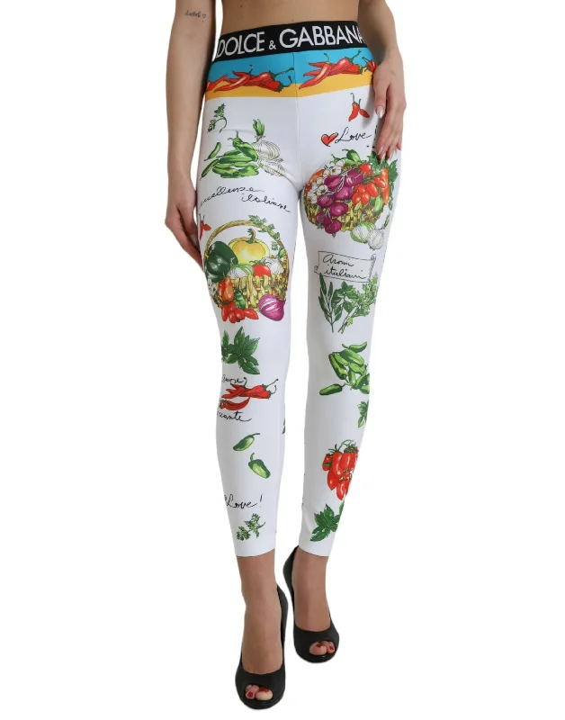 Dolce & Gabbana Elegant High Waist Printed Leggings Stylish High-Waisted Leggings