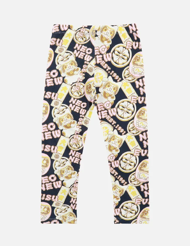 EVISU SQUAD Allover Print Leggings Stylish Sweatproof Leggings