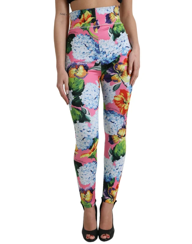 Dolce & Gabbana Exquisite Floral High Waist Leggings Comfortable Workout Fitness Leggings