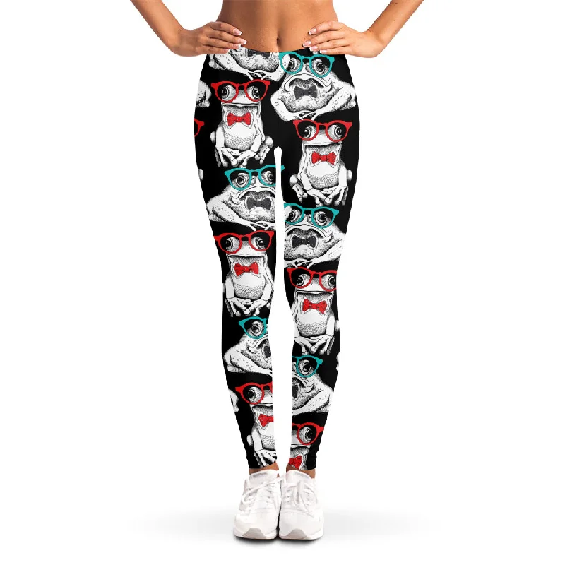 Hipster Frog Pattern Print Women's Leggings Cozy Warmth Leggings