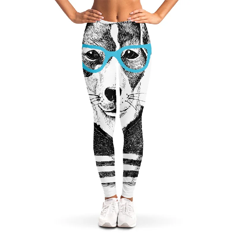 Hipster Jack Russell Terrier Print Women's Leggings Trendy Side-Pocket Leggings