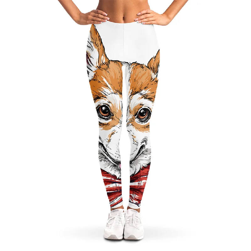 Hipster Pembroke Welsh Corgi Print Women's Leggings Cozy Full-Length Workout Leggings