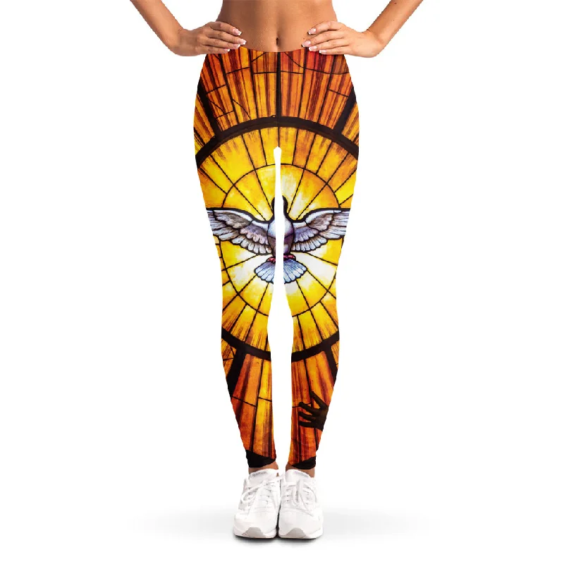 Holy Spirit Dove Stained Glass Print Women's Leggings Trendy Ombre Effect Leggings