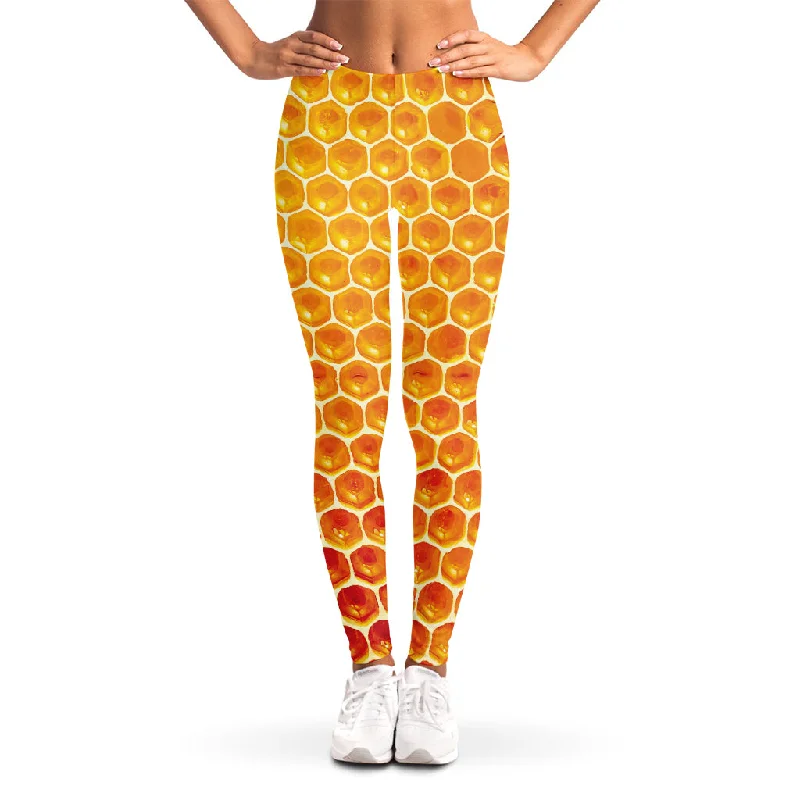 Honey Bee Hive Print Women's Leggings Trendy Sports Performance Leggings