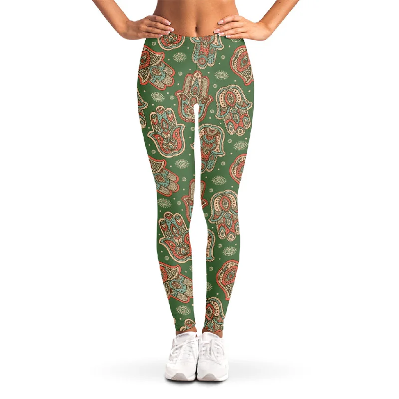 Indian Hamsa Pattern Print Women's Leggings Fashionable Smooth Fit Leggings