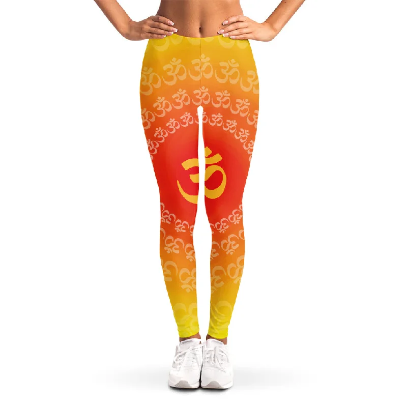 Indian Om Sign Print Women's Leggings Trendy Adjustable Waist Leggings