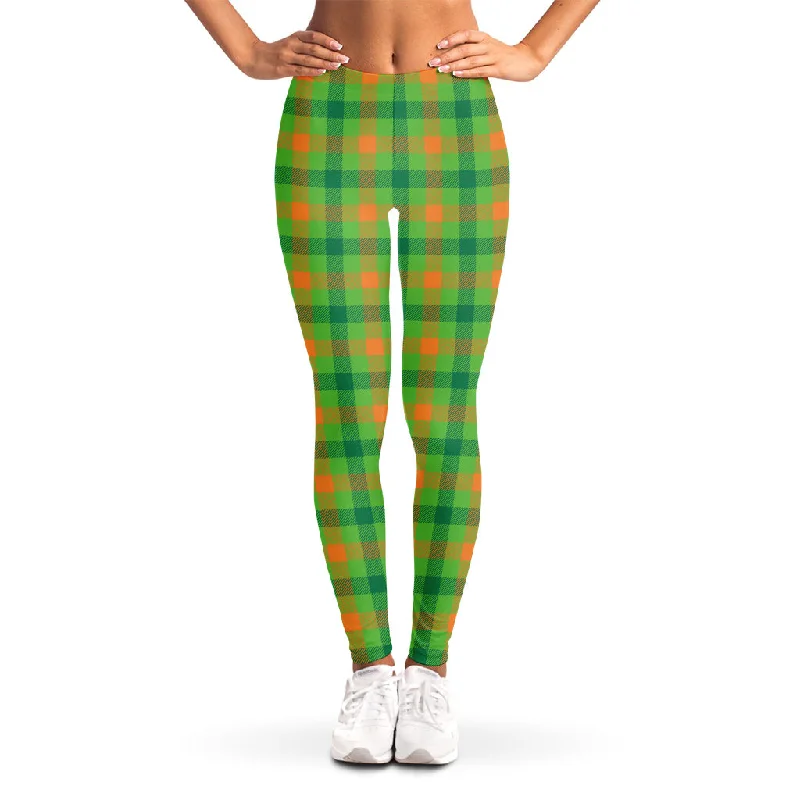 Irish Buffalo Plaid Pattern Print Women's Leggings Fashionable Sports Leggings