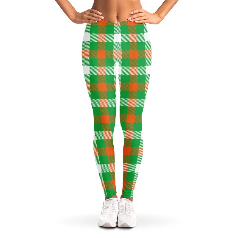 Irish Checkered St. Patrick's Day Print Women's Leggings Fashionable High-Rise Leggings