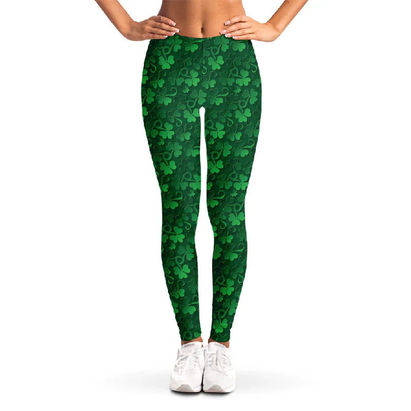 Irish Leaf St. Patrick's Day Print Women's Leggings Stylish Stretch-Waist Leggings