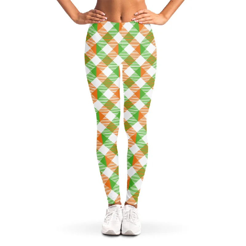 Irish Plaid Saint Patrick's Day Print Women's Leggings Elegant Velvet Leggings