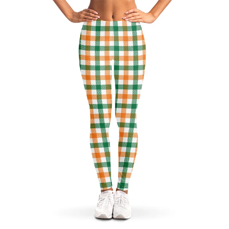 Irish Plaid St. Patrick's Day Print Women's Leggings Fashionable Lacy Detail Leggings