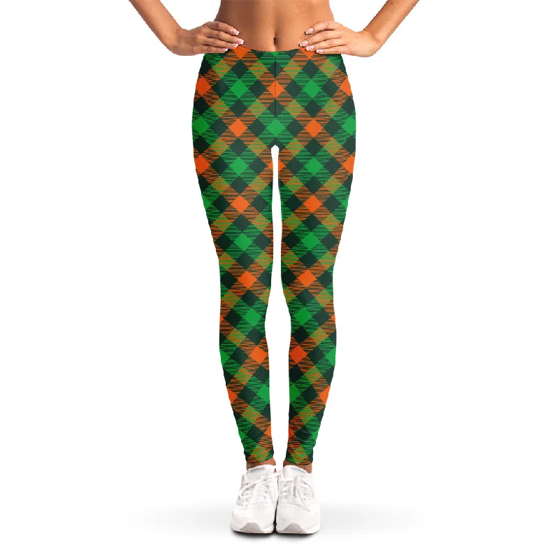 Irish Saint Patrick's Day Plaid Print Women's Leggings Comfortable Fleece-Lined Leggings