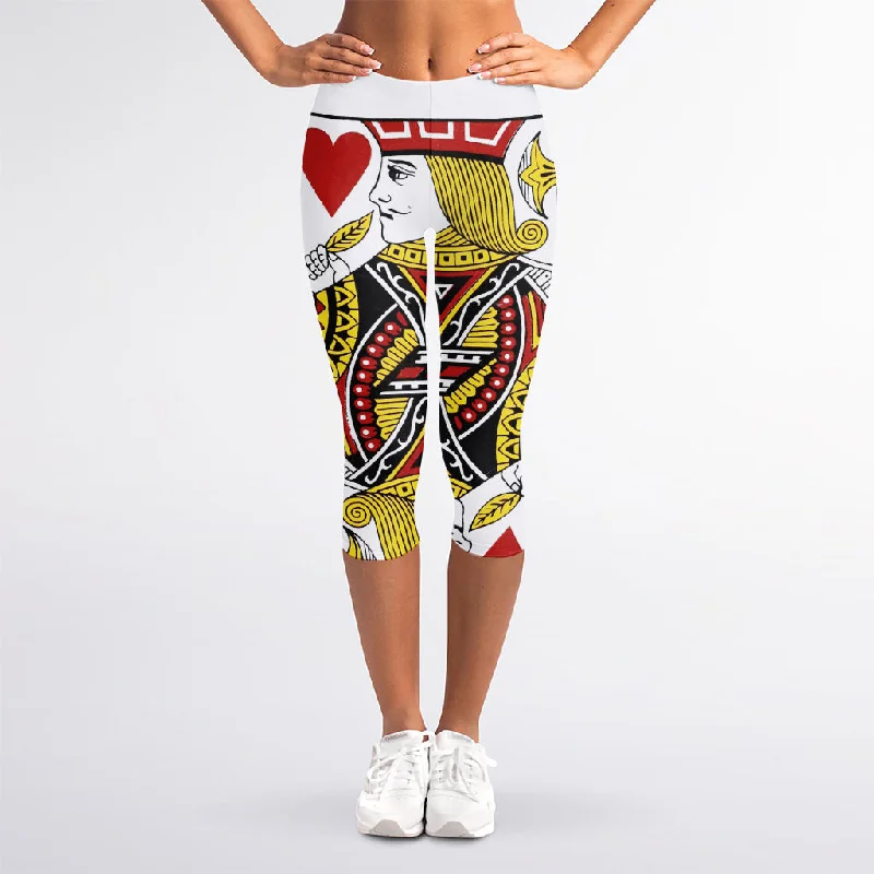 Jack Of Hearts Playing Card Print Women's Capri Leggings Cozy Warmth Leggings