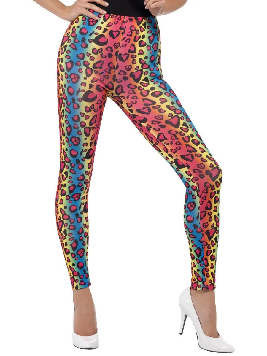 Neon Leopard Print Leggings Fashionable Quick-Dry Leggings