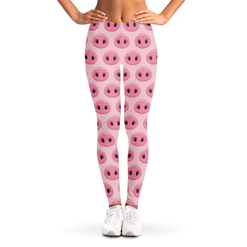 Pink Pig Nose Pattern Print Women's Leggings Casual Sporty Leggings