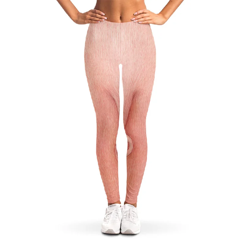 Pink Pig Tail Print Women's Leggings Trendy Activewear Leggings