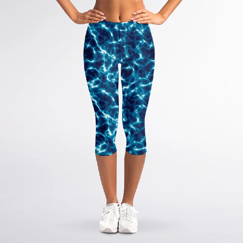 Plasma Energy Print Women's Capri Leggings Trendy Seamless Fit Leggings